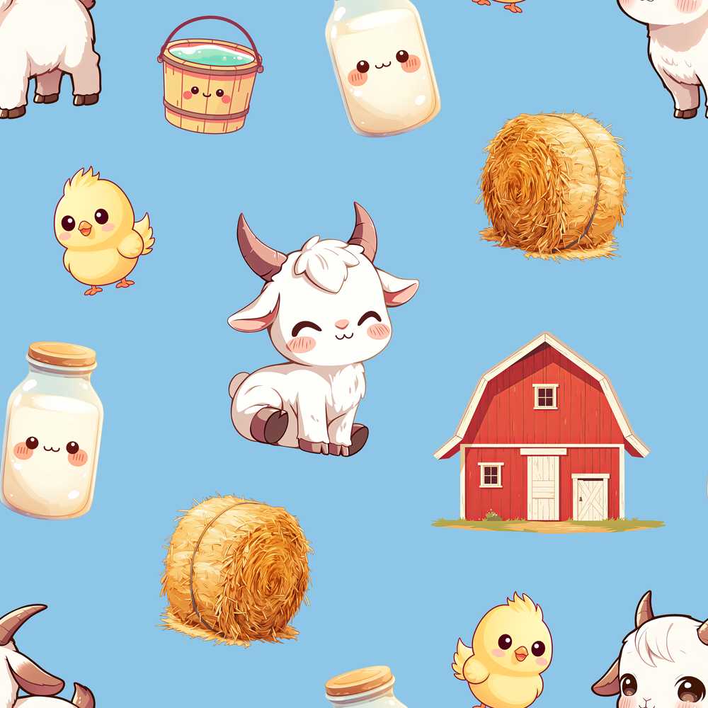 Cute Baby Goat Barn Hay Milk Chick Farm Blue