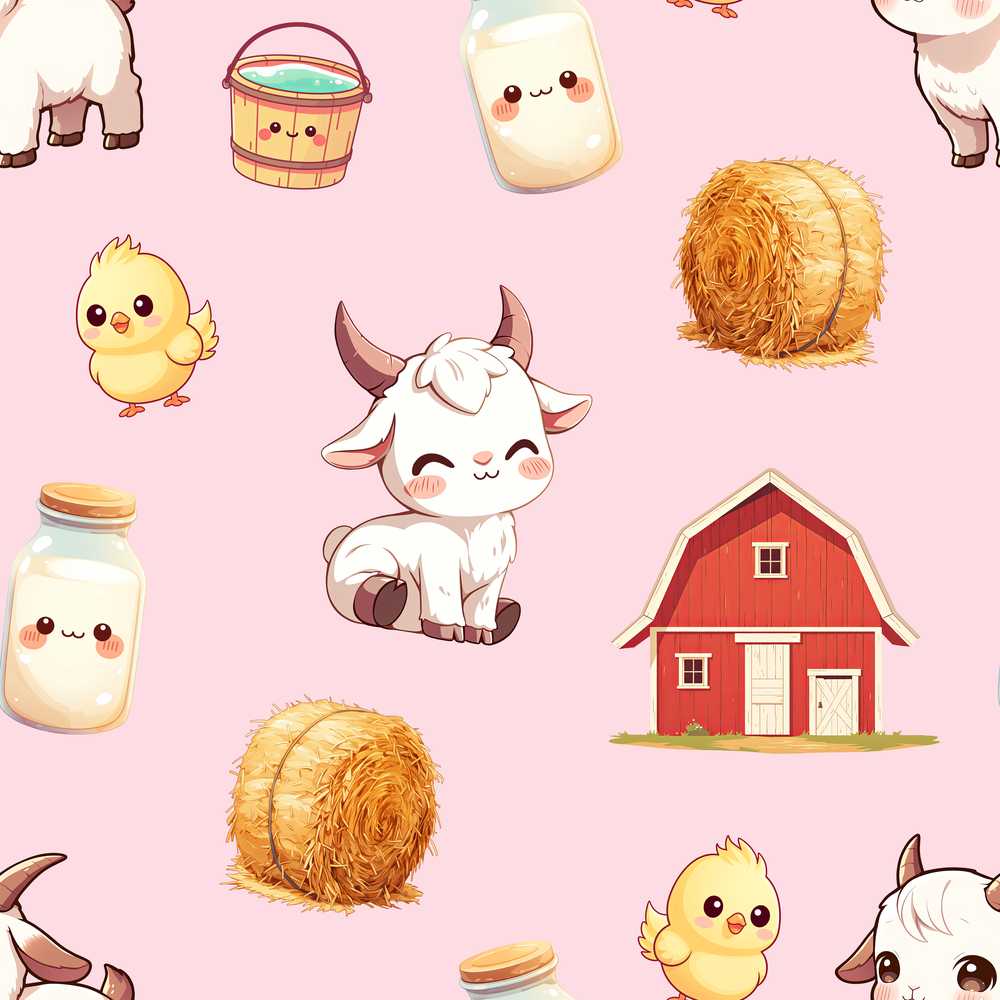 Cute Baby Goat Barn Hay Milk Chick Farm Pink