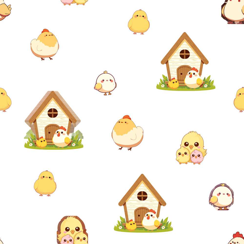 Cute Farm Chick Chicken Coop Arrows Light Illustration