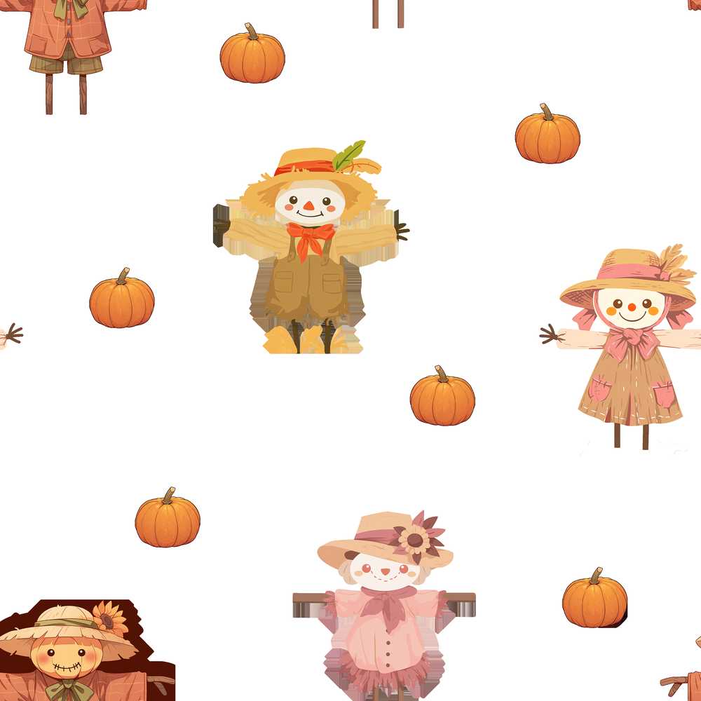 Cute Autumn Scarecrow Pumpkin Farm Theme Spooky Seasonal
