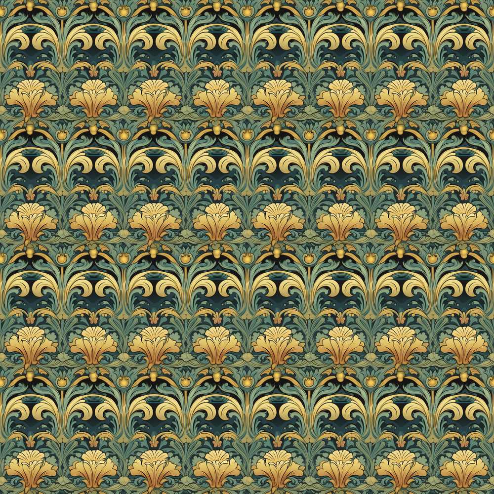 Elegant Vintage Floral Classic Green Gold Wildflower Pattern Botanical