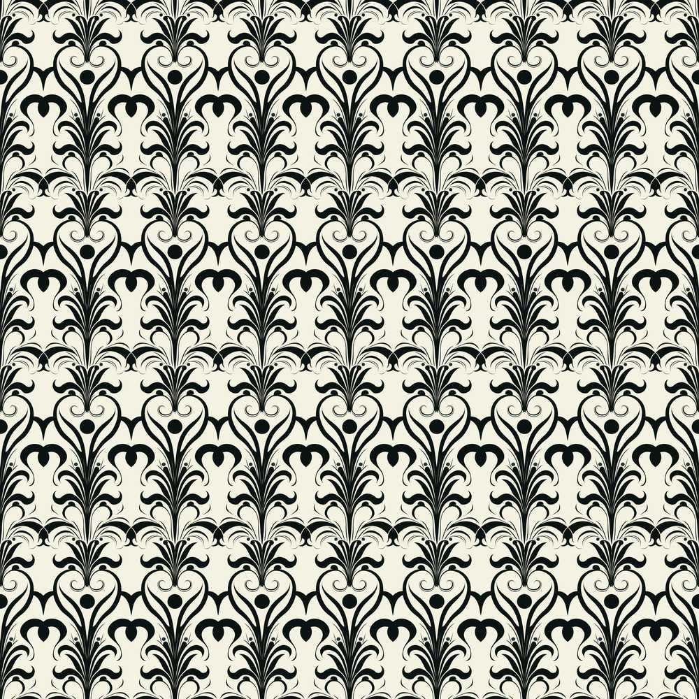Elegant Black White Damask Floral Wildflower Pattern Botanical