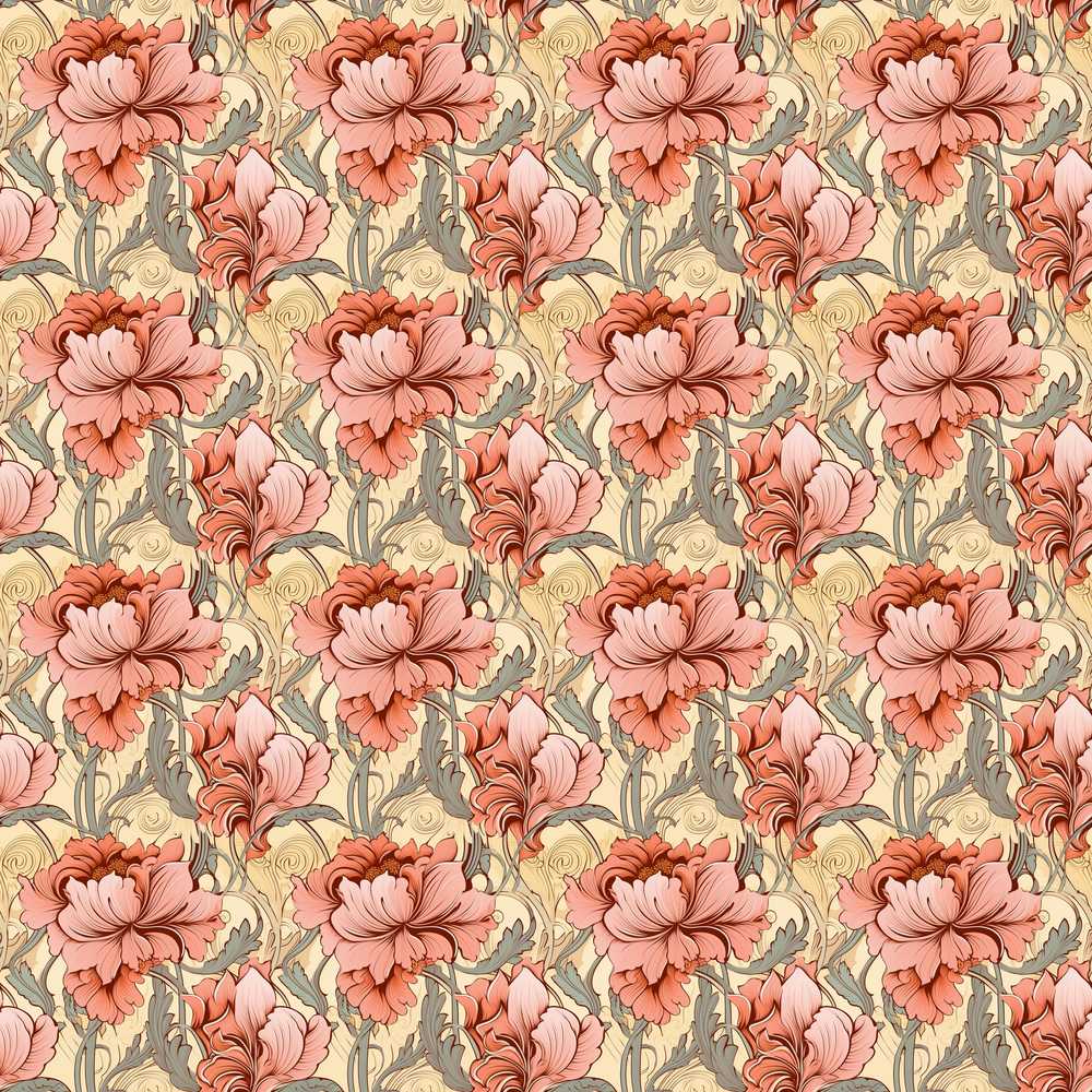 Vintage Pink Floral Bloom Classic Wildflower Pattern Botanical