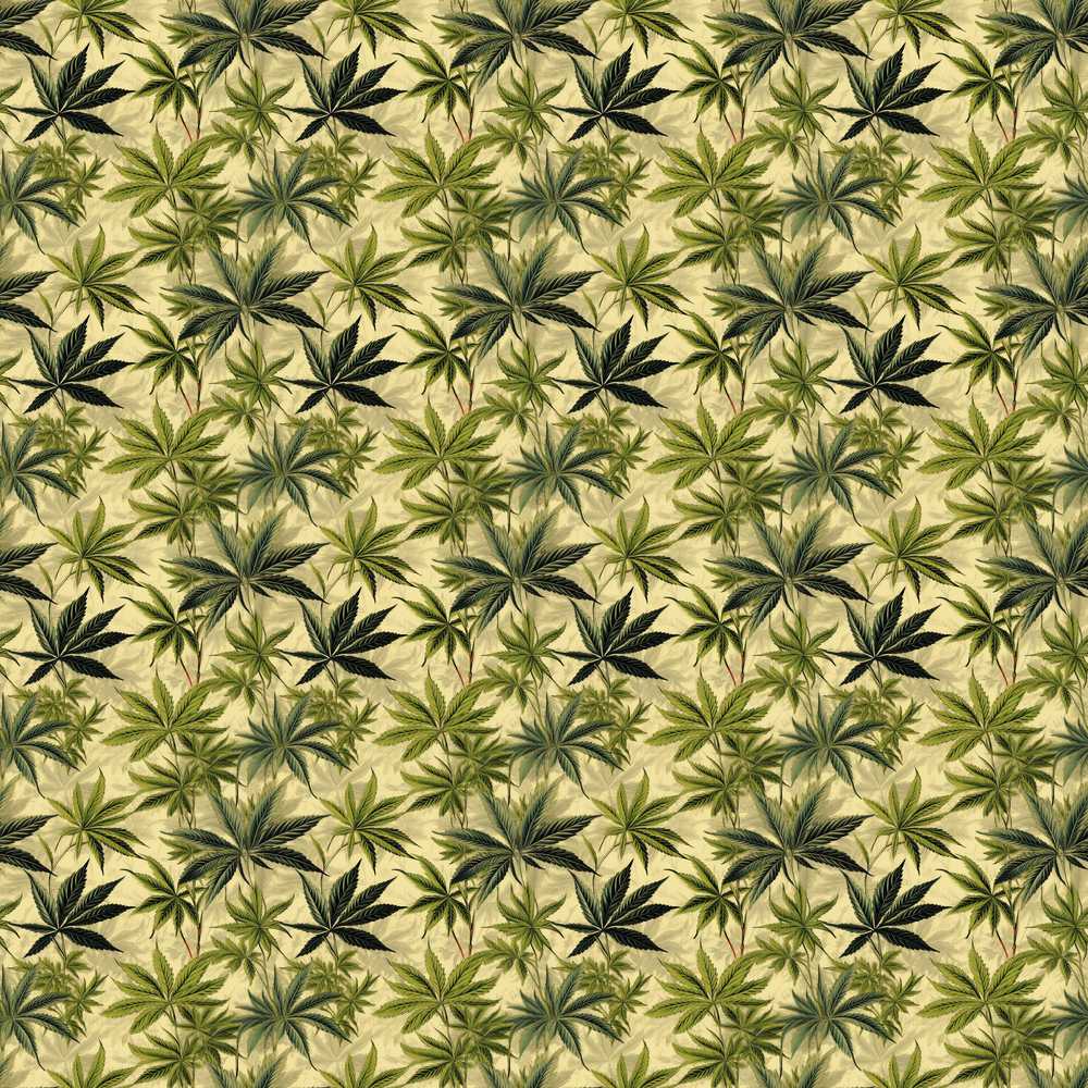 Natural Green Cannabis Leaf Botanical Wildflower Pattern