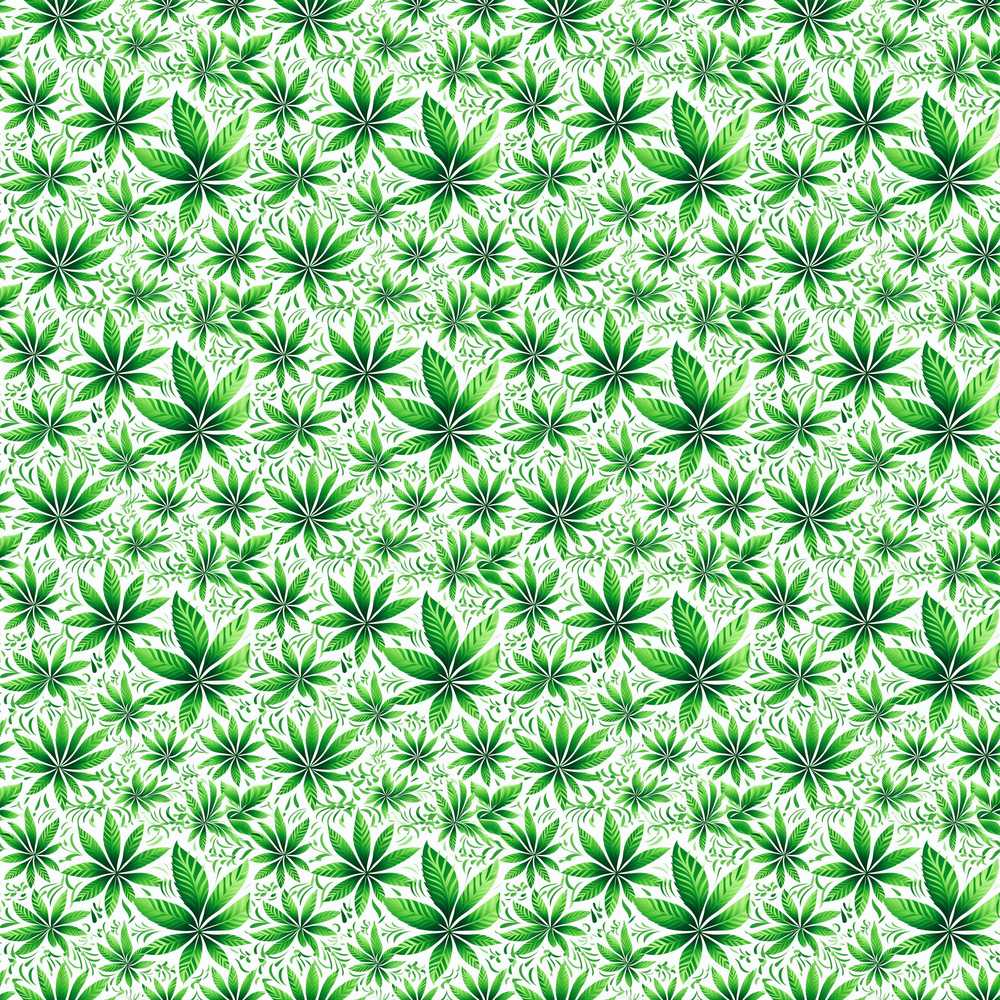 Fresh Green Cannabis Leaf Repeat Wildflower Pattern Botanical