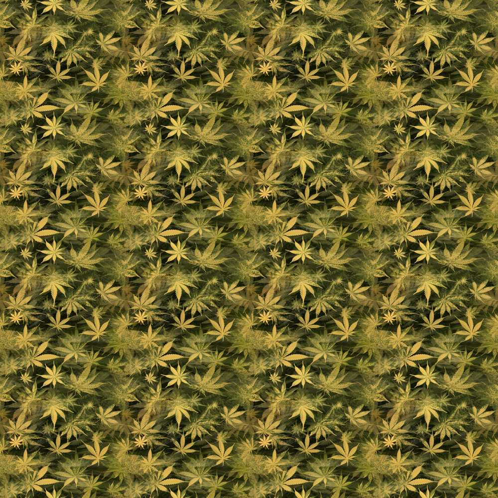 Muted Olive Cannabis Leaf Vintage Style Wildflower Pattern Botanical