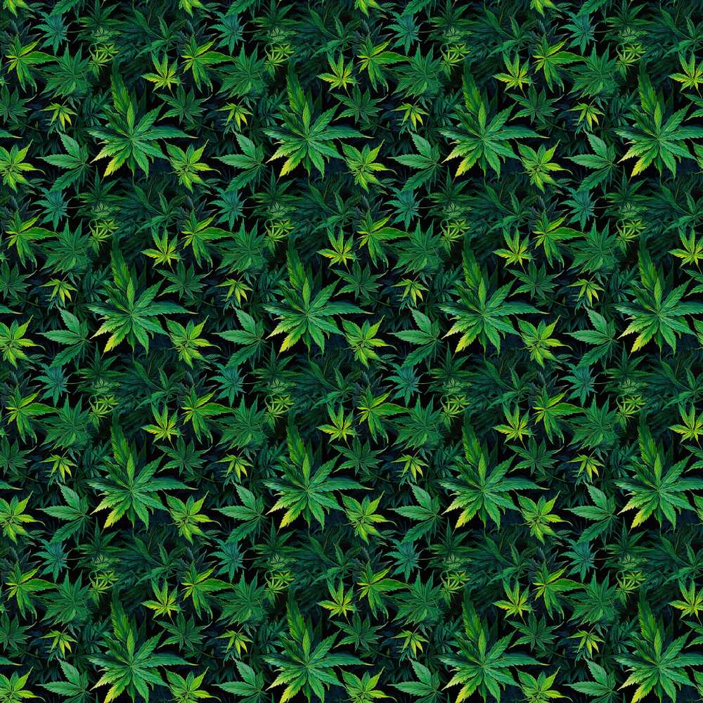 Deep Jungle Green Cannabis Foliage Dense Decorative Repeat