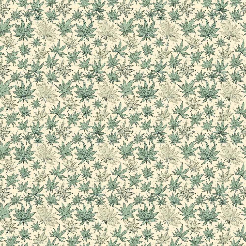 Muted Sage and Cream Cannabis Leaf Repeat Wildflower Pattern