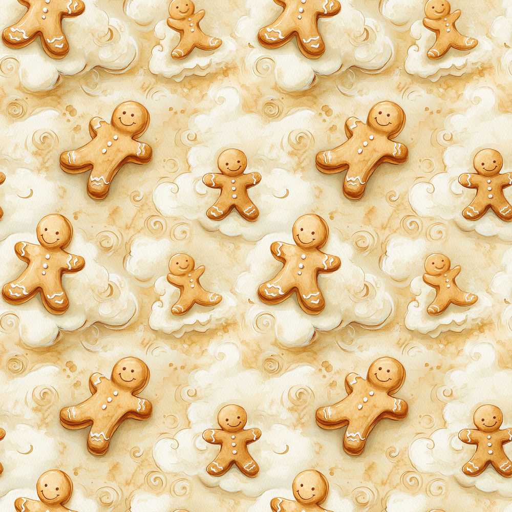 Cute Gingerbread Cookies on Soft Cloud Background Decorative