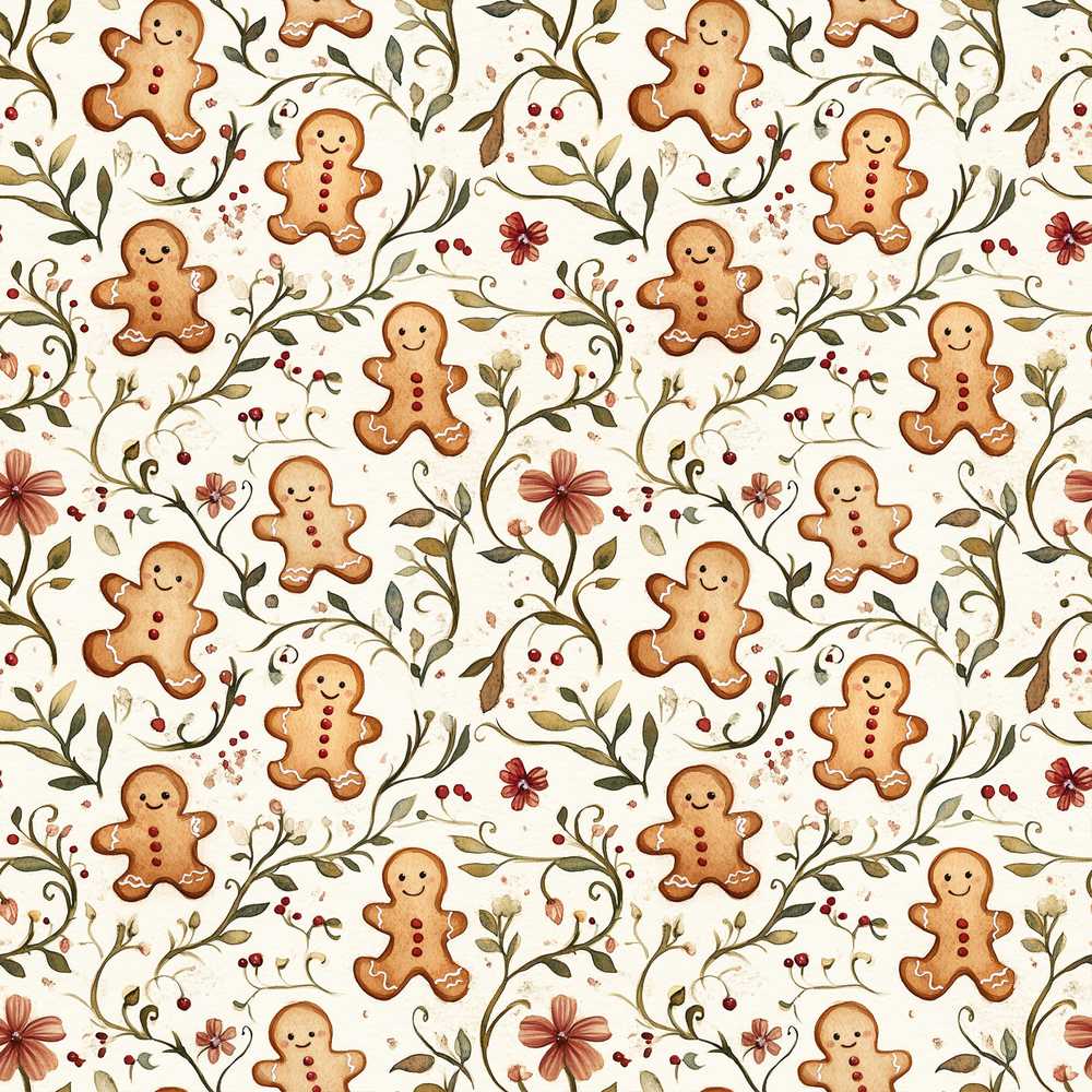 Cute Gingerbread Cookies with Floral Vines and Berries Wildflower