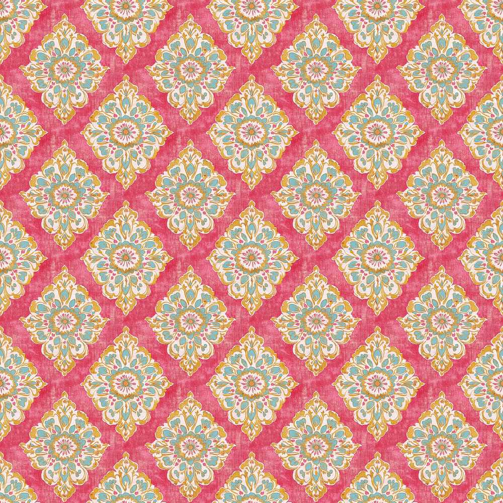Elegant Ornamental Medallion Pattern on Pink Background Decorative