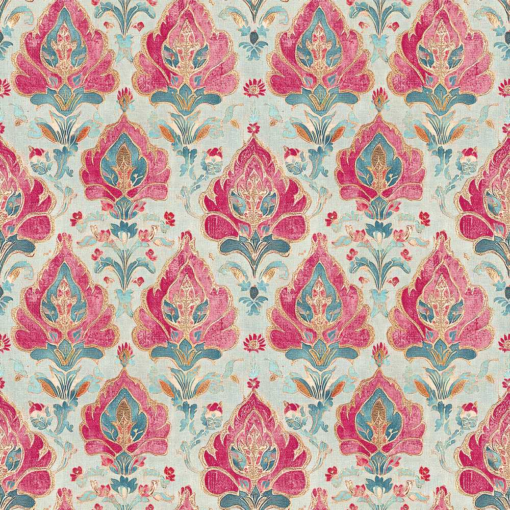 Classic Ornamental Floral Damask Pattern Wildflower Botanical