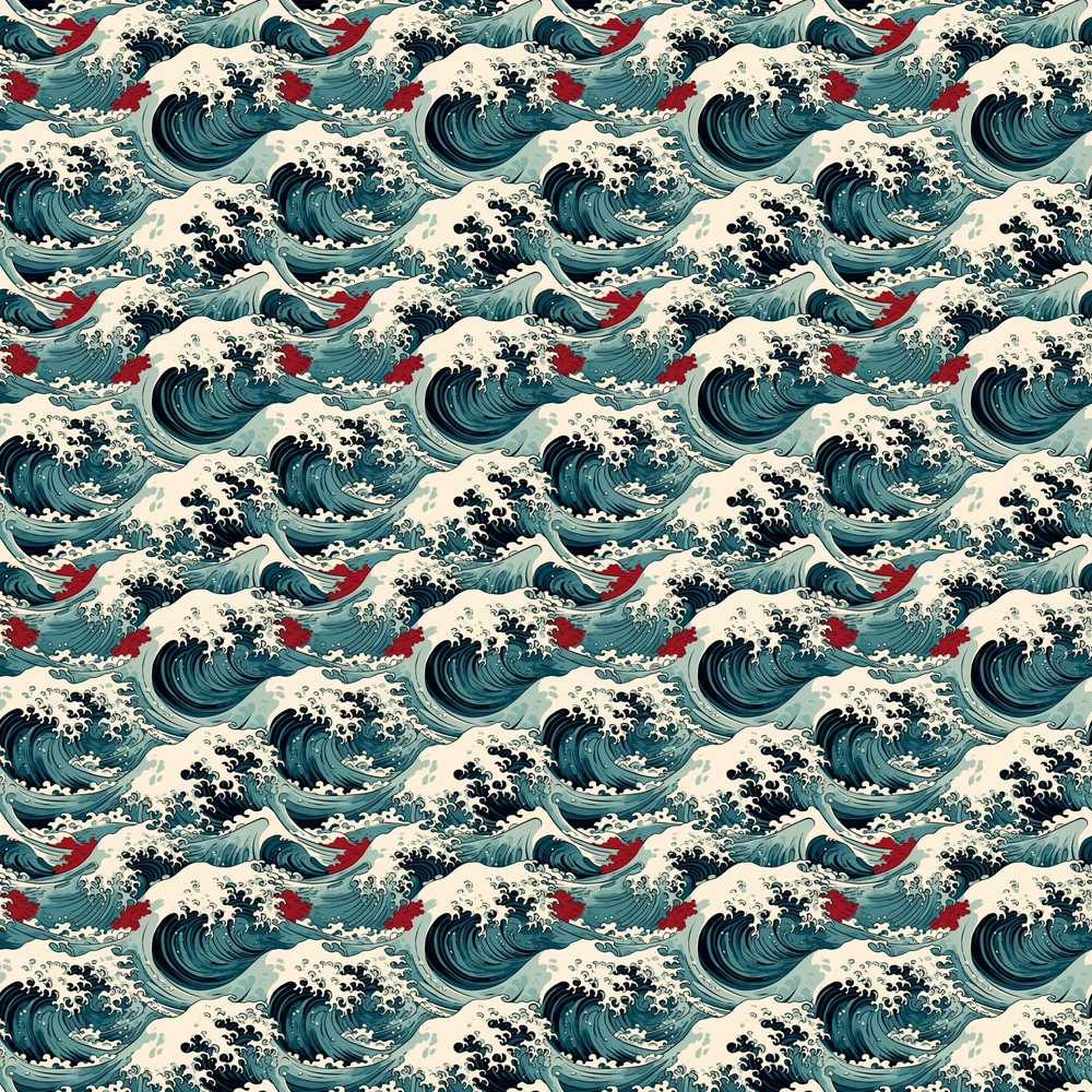 Vintage Ocean Waves with Deep Blue Tones Coastal