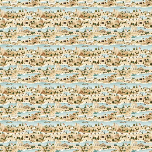 Ancient Coastal City Illustration Pattern Design Decorative