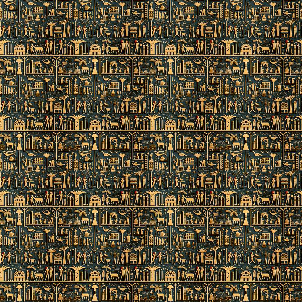 Ancient Hieroglyphics Symbols Decorative Art Repeat Pattern Design