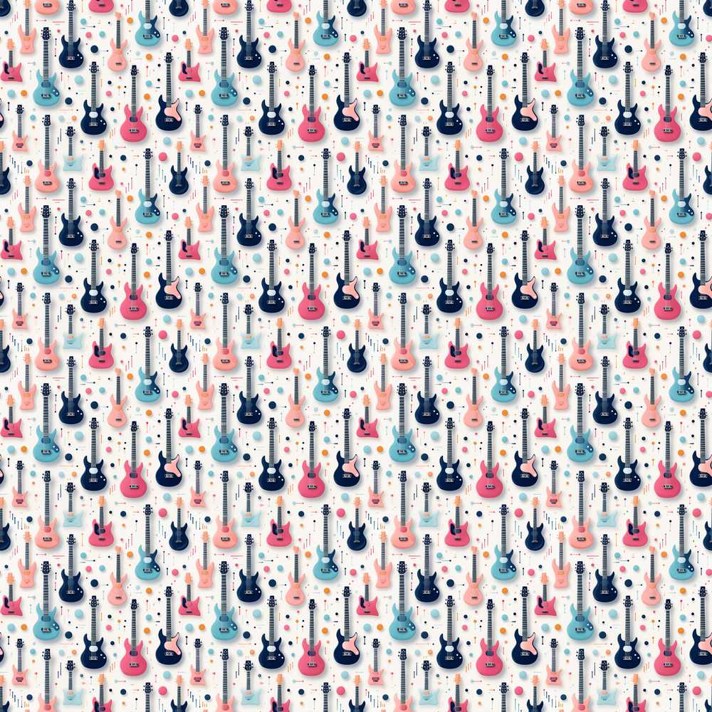 Colorful Electric Guitars Music Theme Art Decorative Repeat