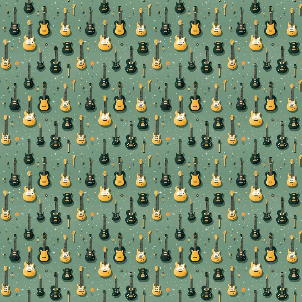 Vintage Electric Guitar Collection Decorative Repeat Pattern Design