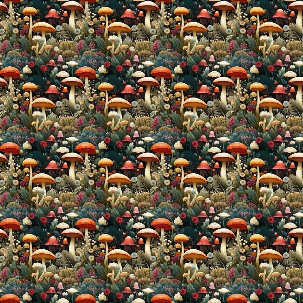 Botanical Mushroom Garden Nature Wildflower Pattern Decorative