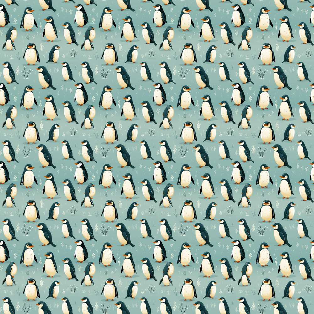Cute Penguin Birds Arctic Nature Decorative Repeat Pattern