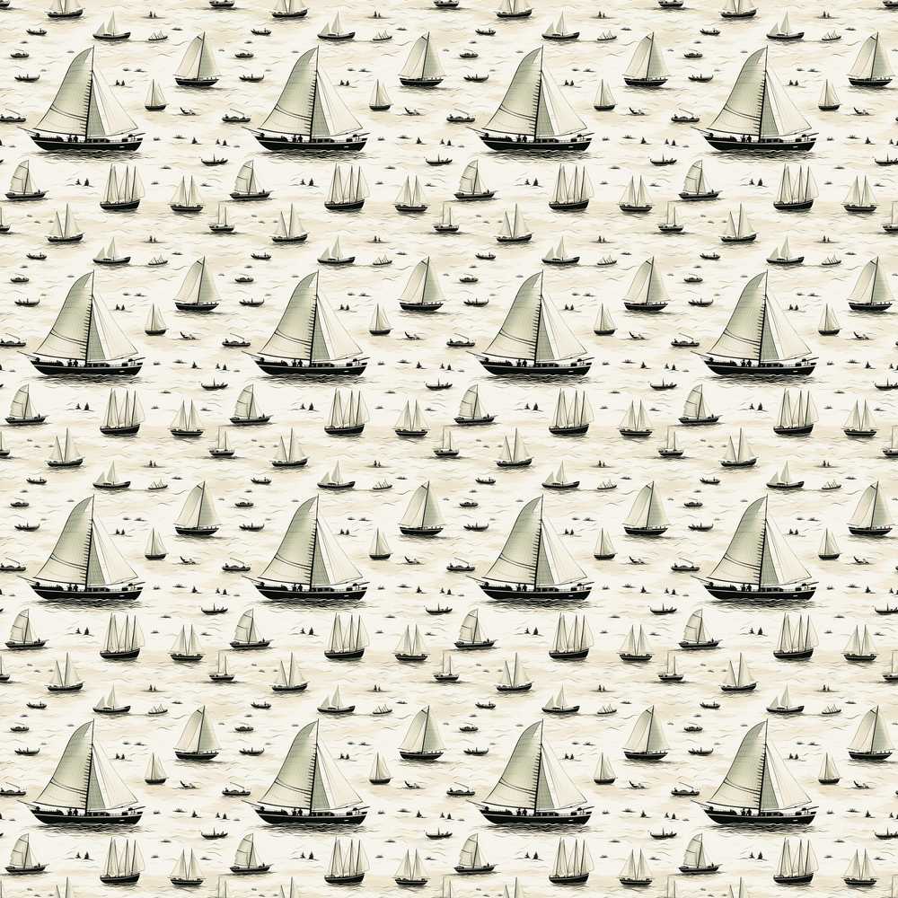 Vintage Sailing Boats Ocean Coastal Illustration Pattern Design