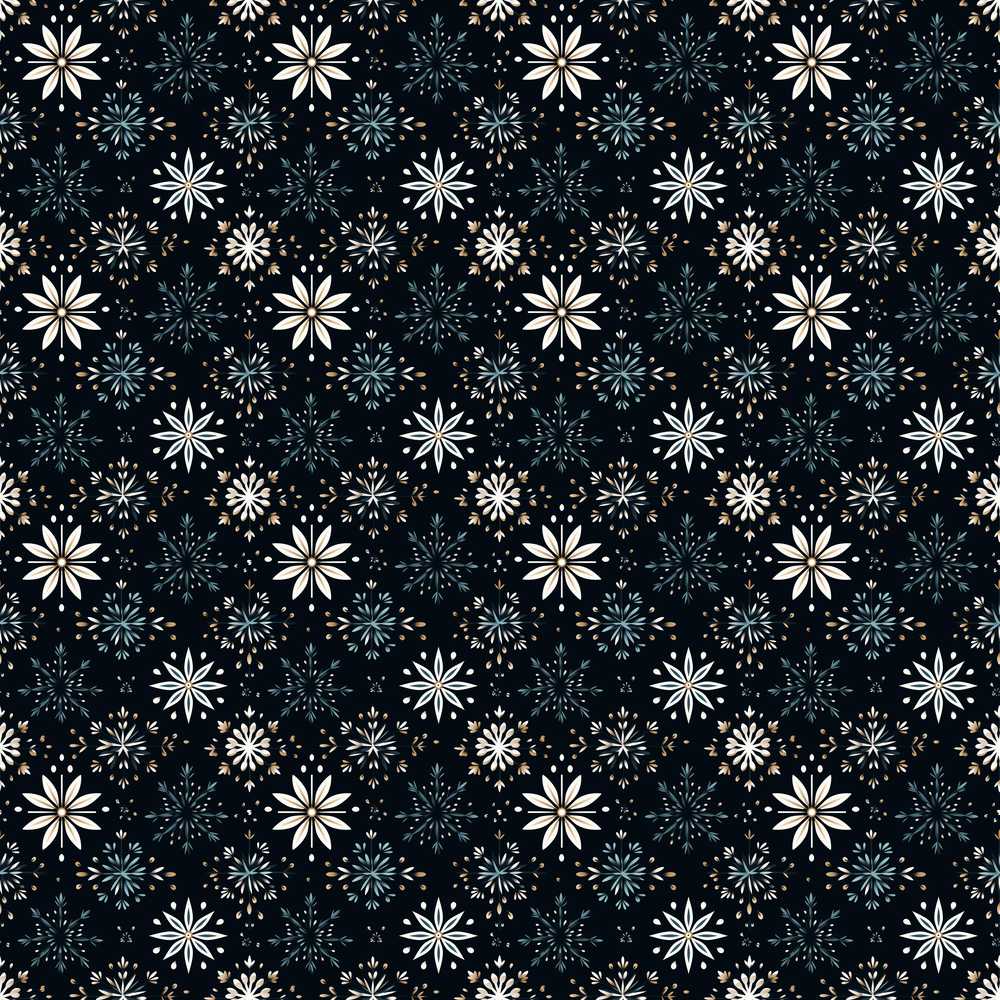Elegant White Floral Starburst Wildflower Pattern Botanical