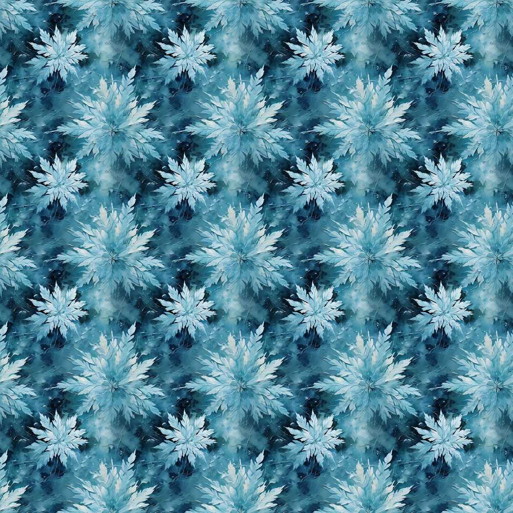 Frosted Blue Leaves Winter Wildflower Pattern Botanical