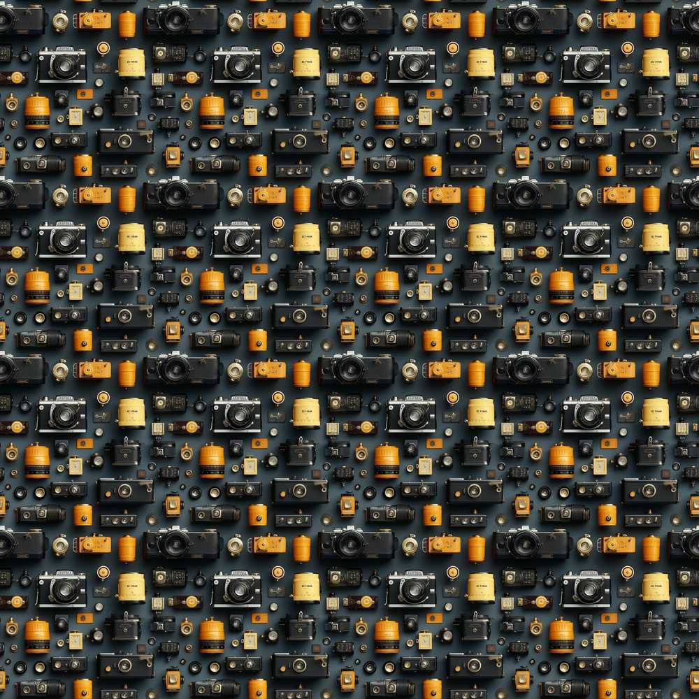 Classic Camera and Film Accessories Dark Decorative Repeat