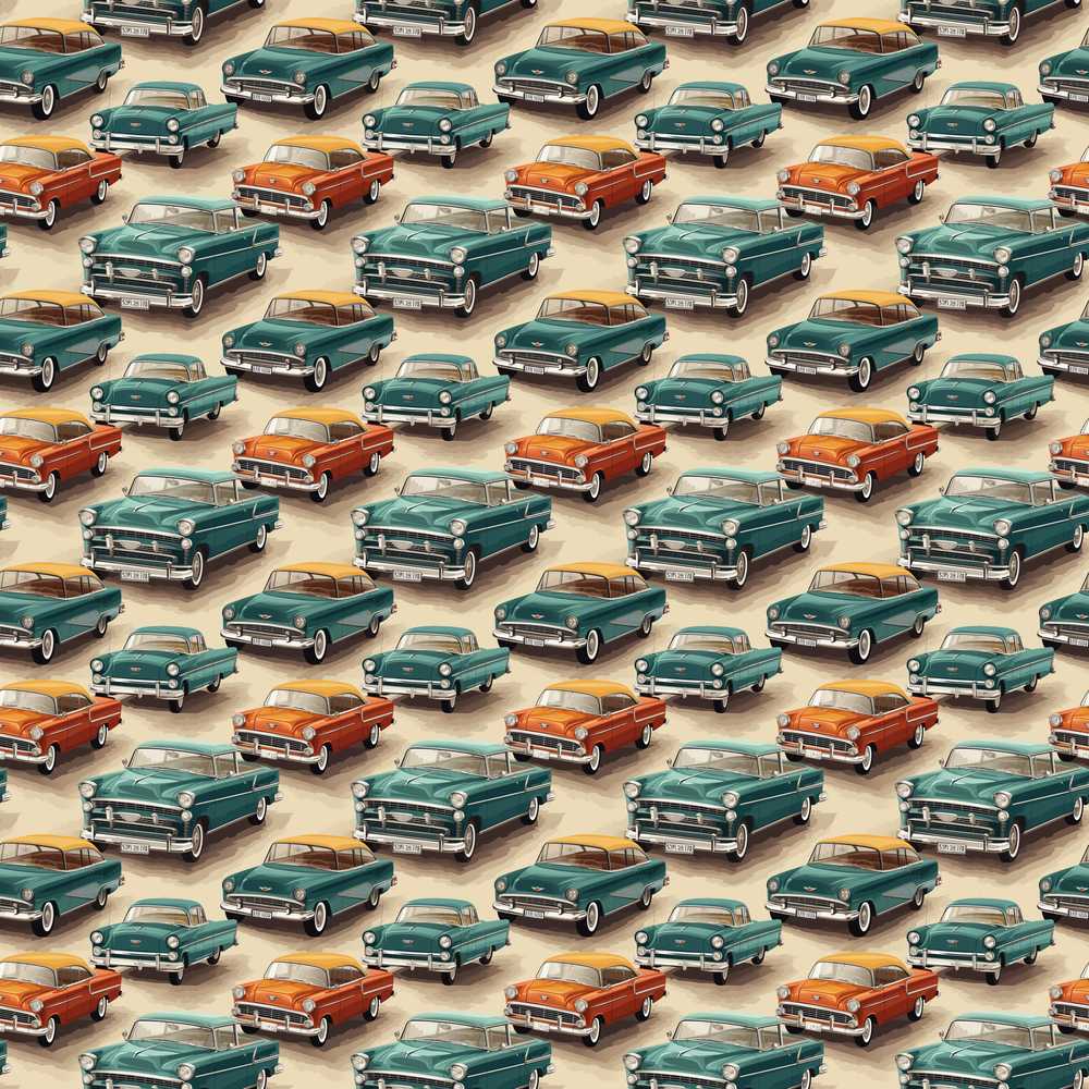 Classic Vintage Cars Style Decorative Repeat Pattern Design