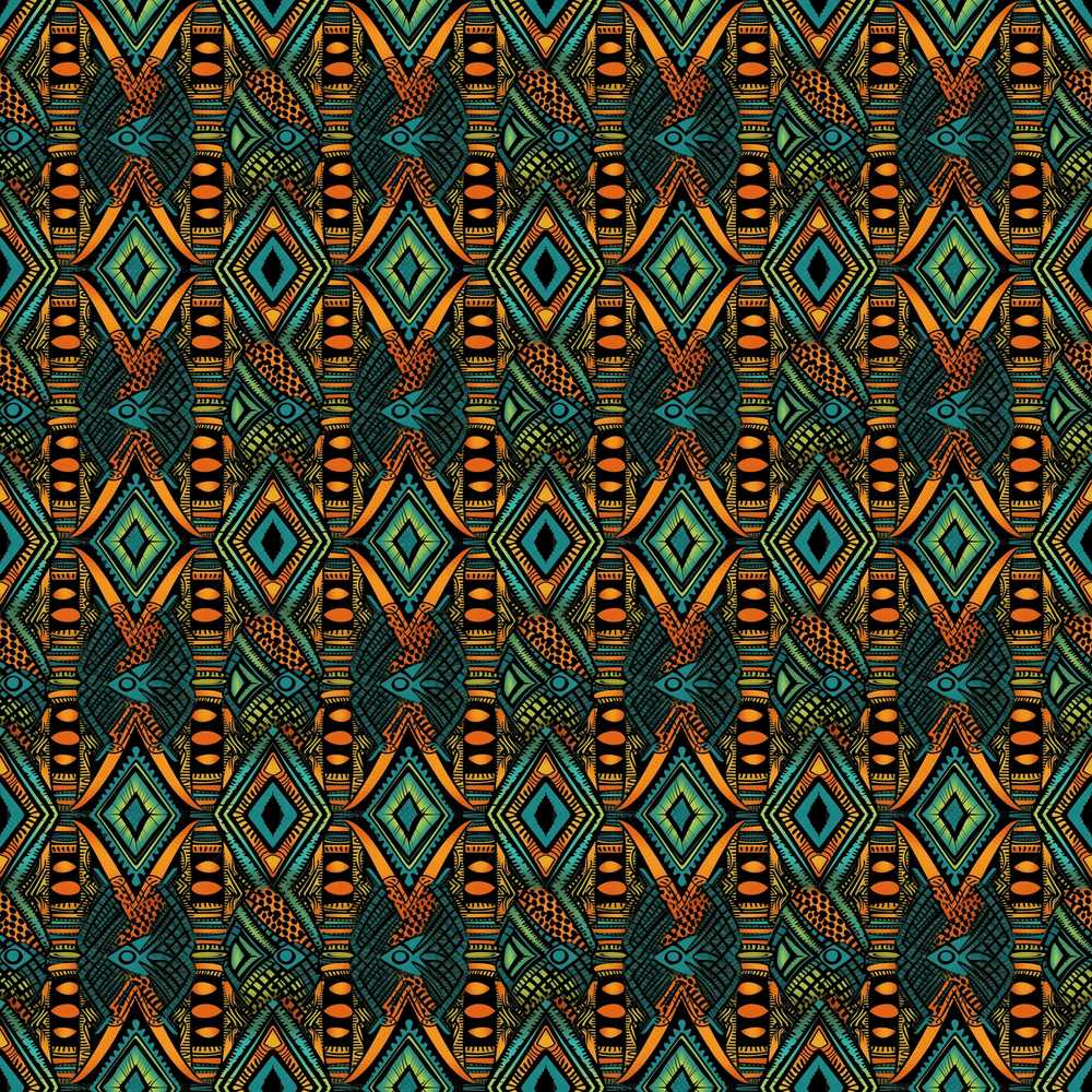 African Tribal Geometric Pattern Bold Colors Repeat Decorative