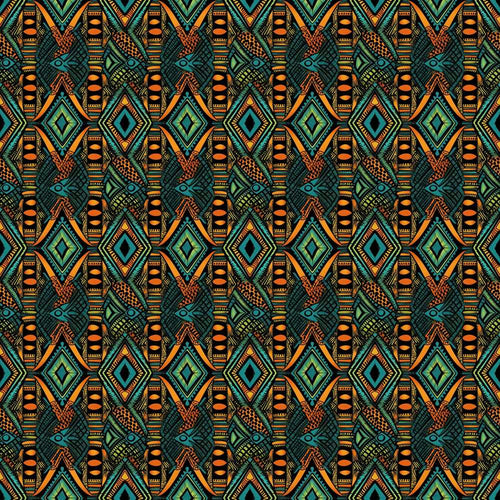 African Tribal Geometric Pattern Bold Colors Repeat Decorative