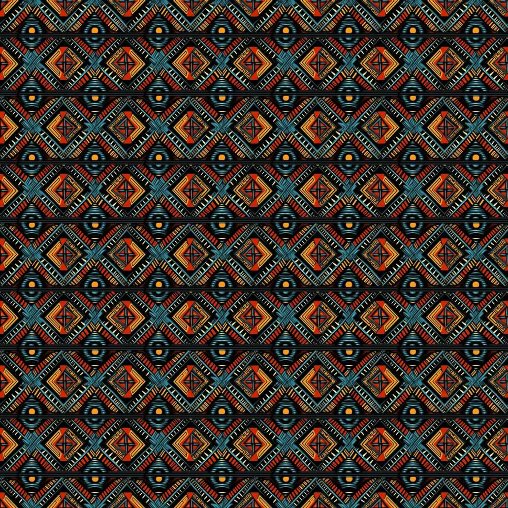 African Tribal Geometric Diamond Pattern Repeat Decorative Design