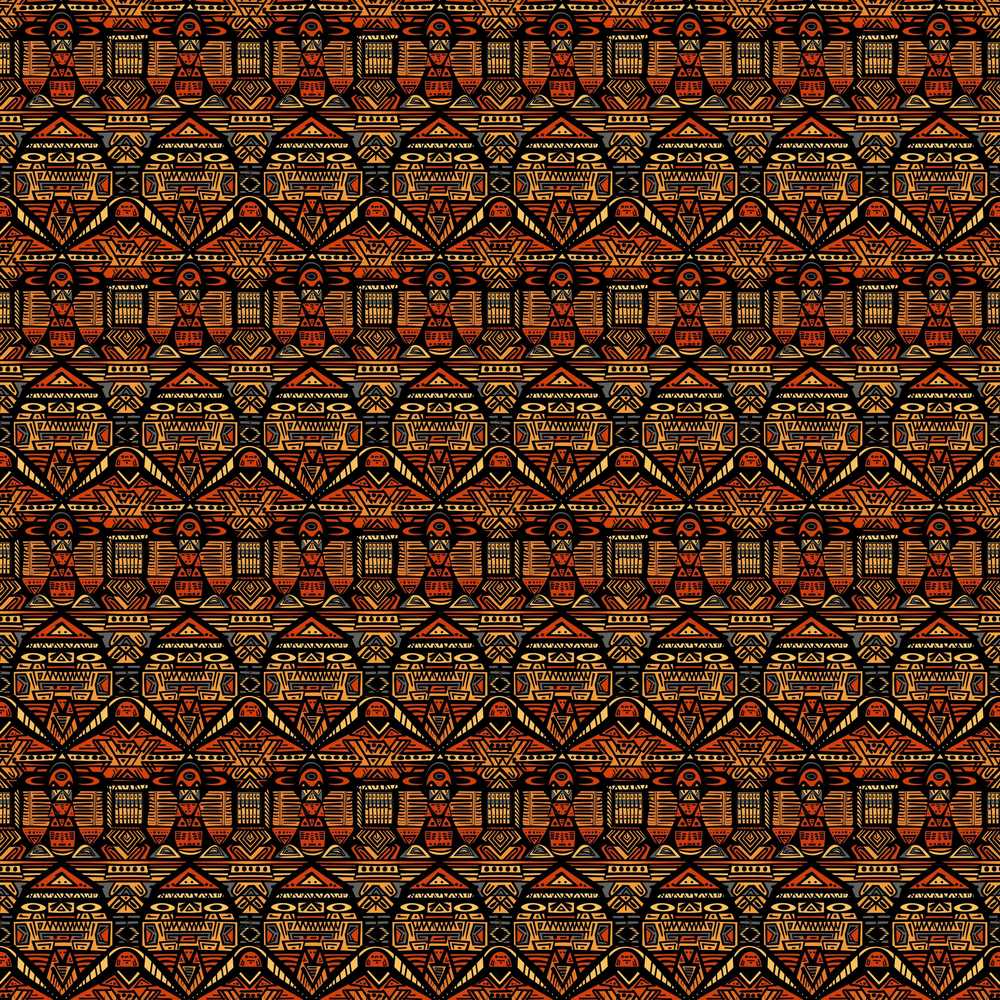 African Tribal Mask Motif Pattern Decorative Repeat Design