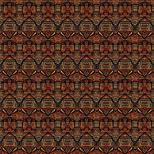 African Tribal Mask Motif Pattern Decorative Repeat Design