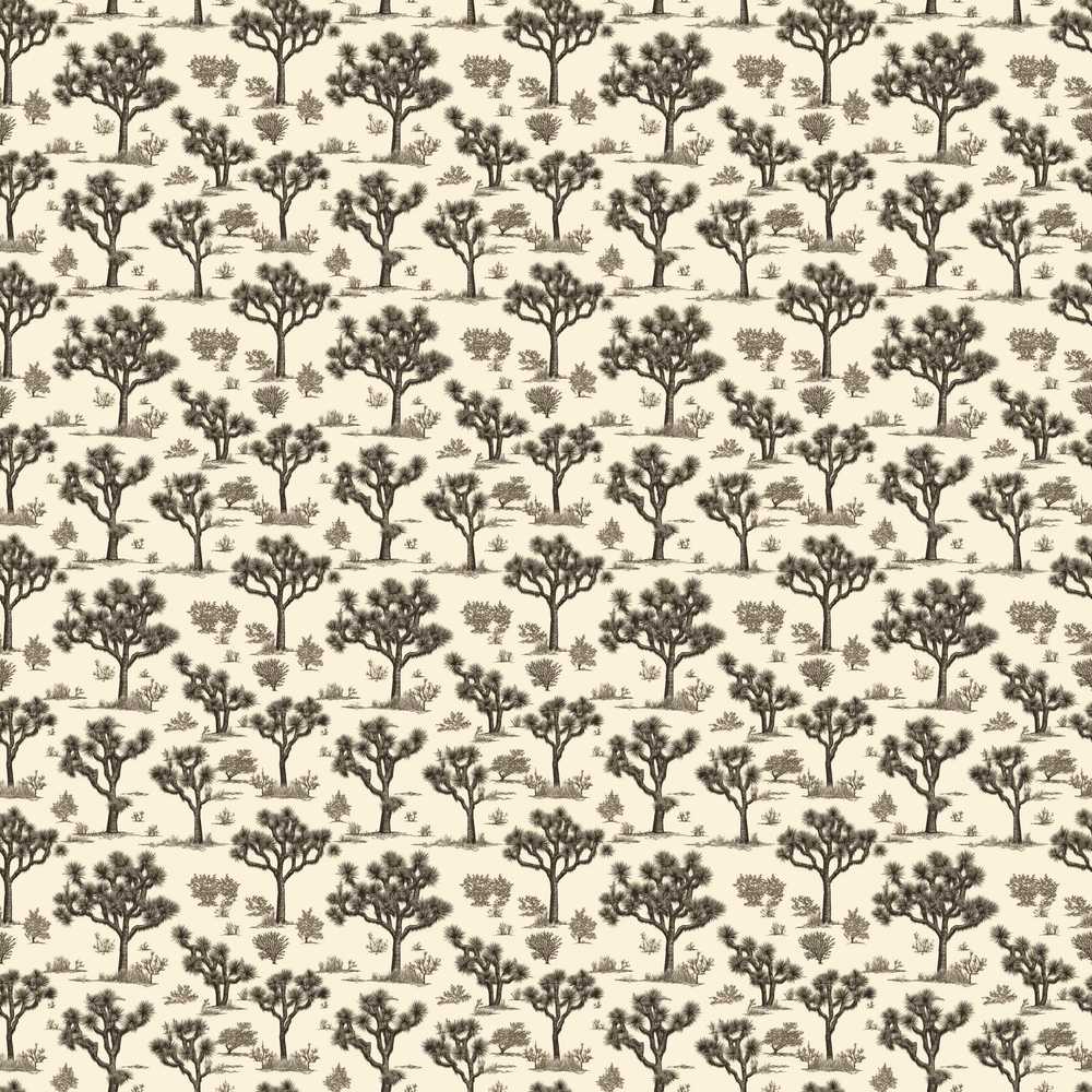 Vintage Monochrome Desert Trees Pattern Decorative Repeat Design
