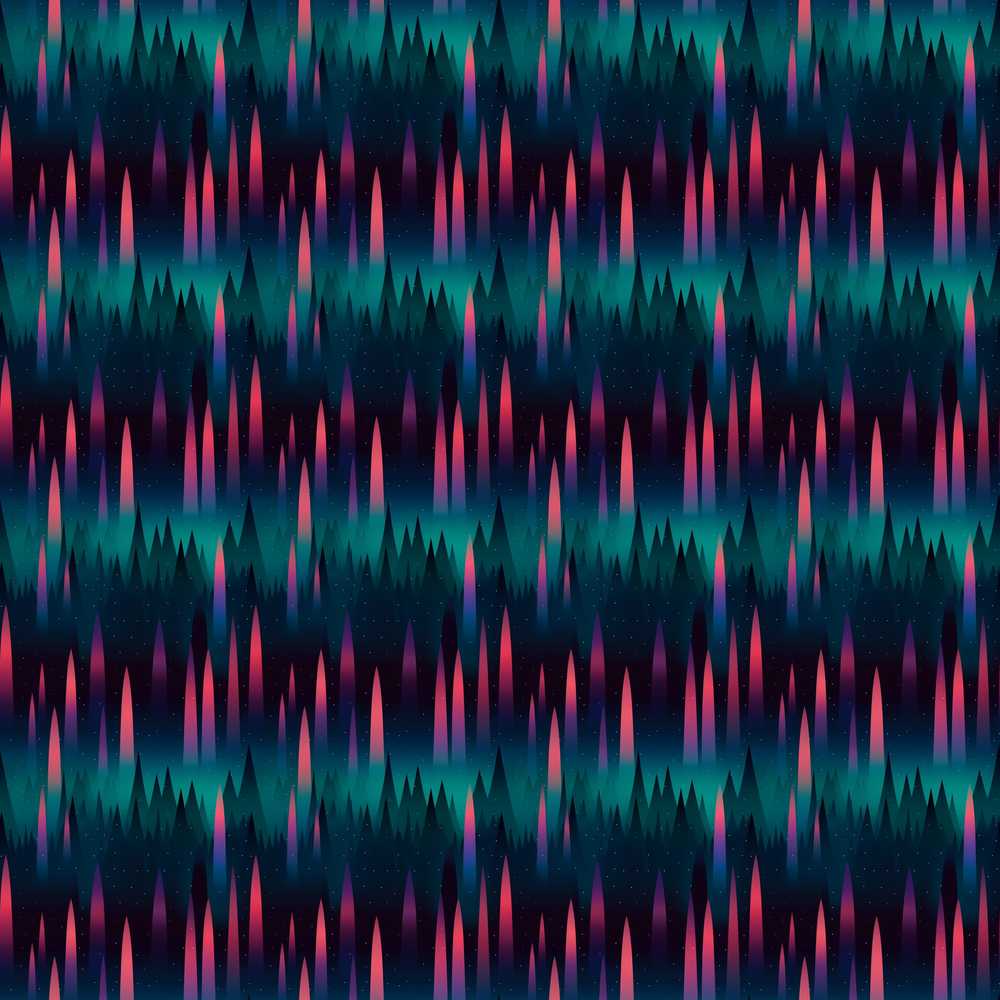 Aurora Forest Gradient Night Decorative Repeat Pattern Design