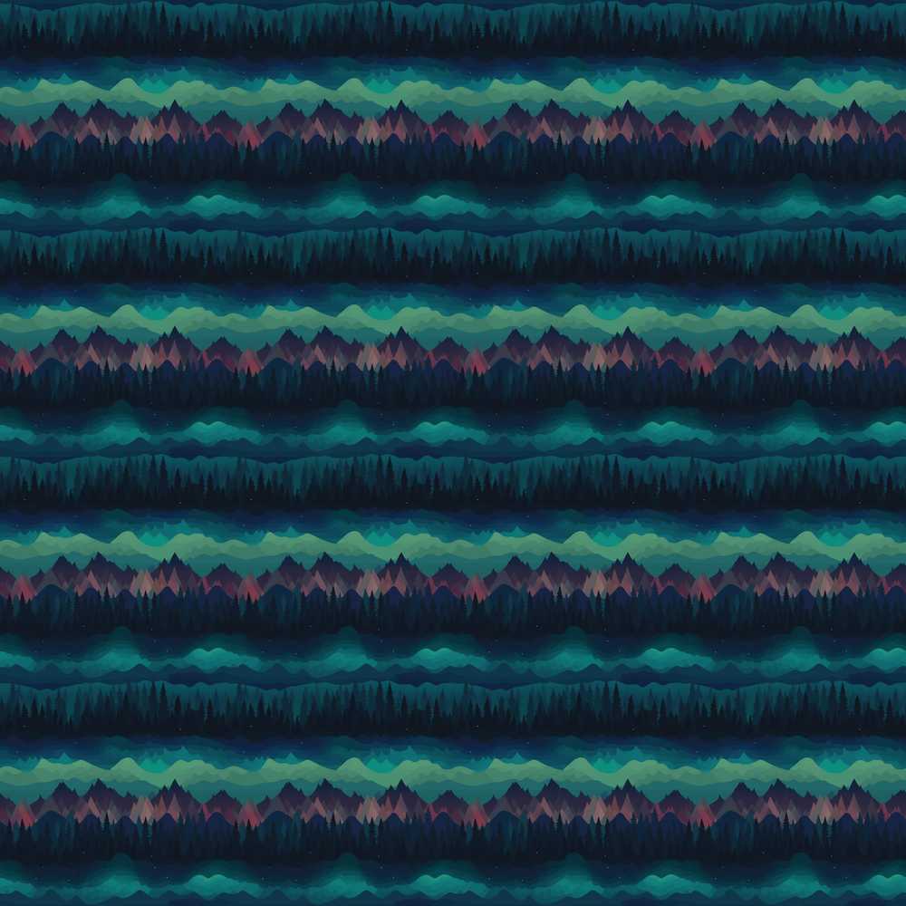 Dark Woodland Mountain Range Decorative Repeat Pattern Design