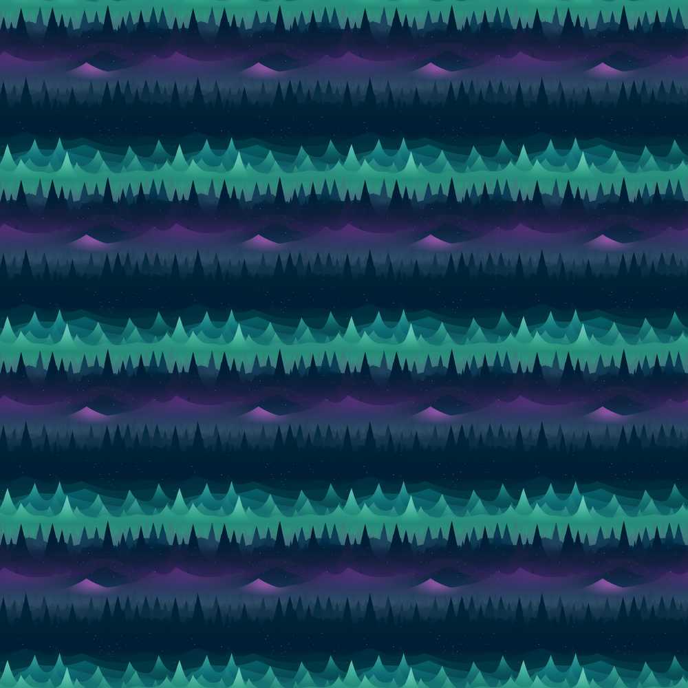 Aurora Borealis Forest Horizon Decorative Repeat Pattern Design