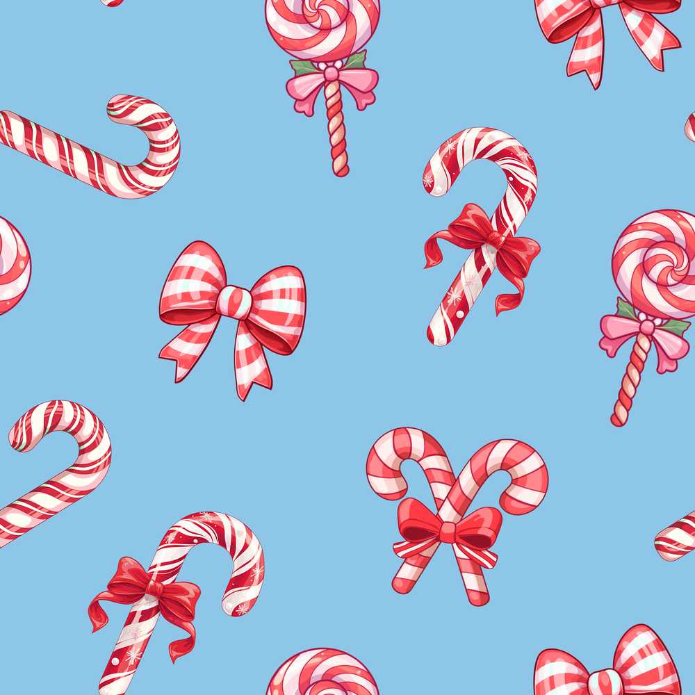 Cute Christmas Candy Cane Ribbon Bow Light Blue