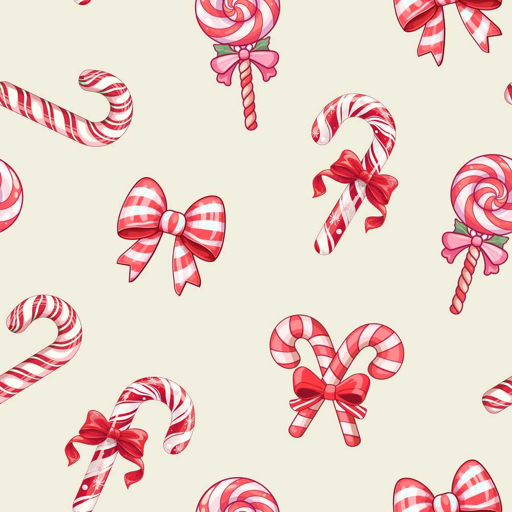 Cute Christmas Candy Cane Ribbon Bow Neutral Beige