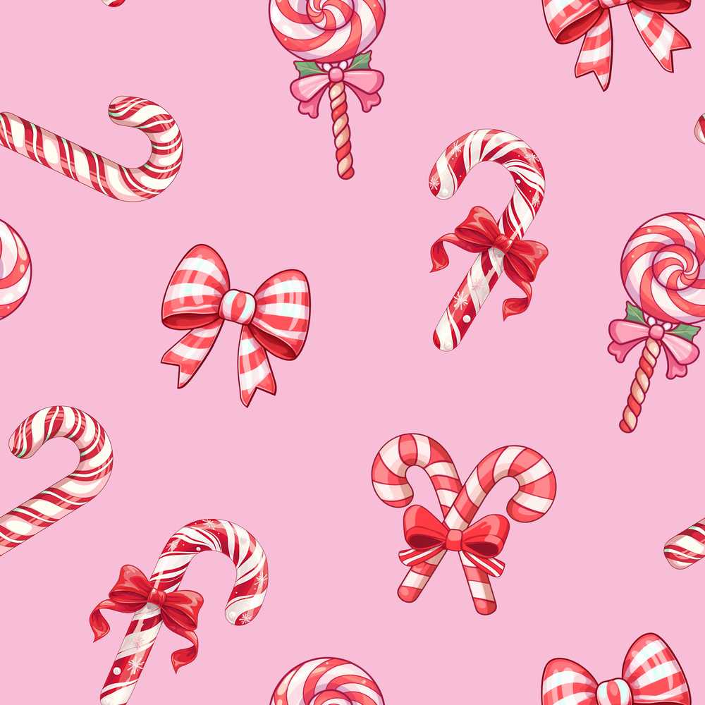 Cute Christmas Candy Cane Ribbon Bow Pastel Pink