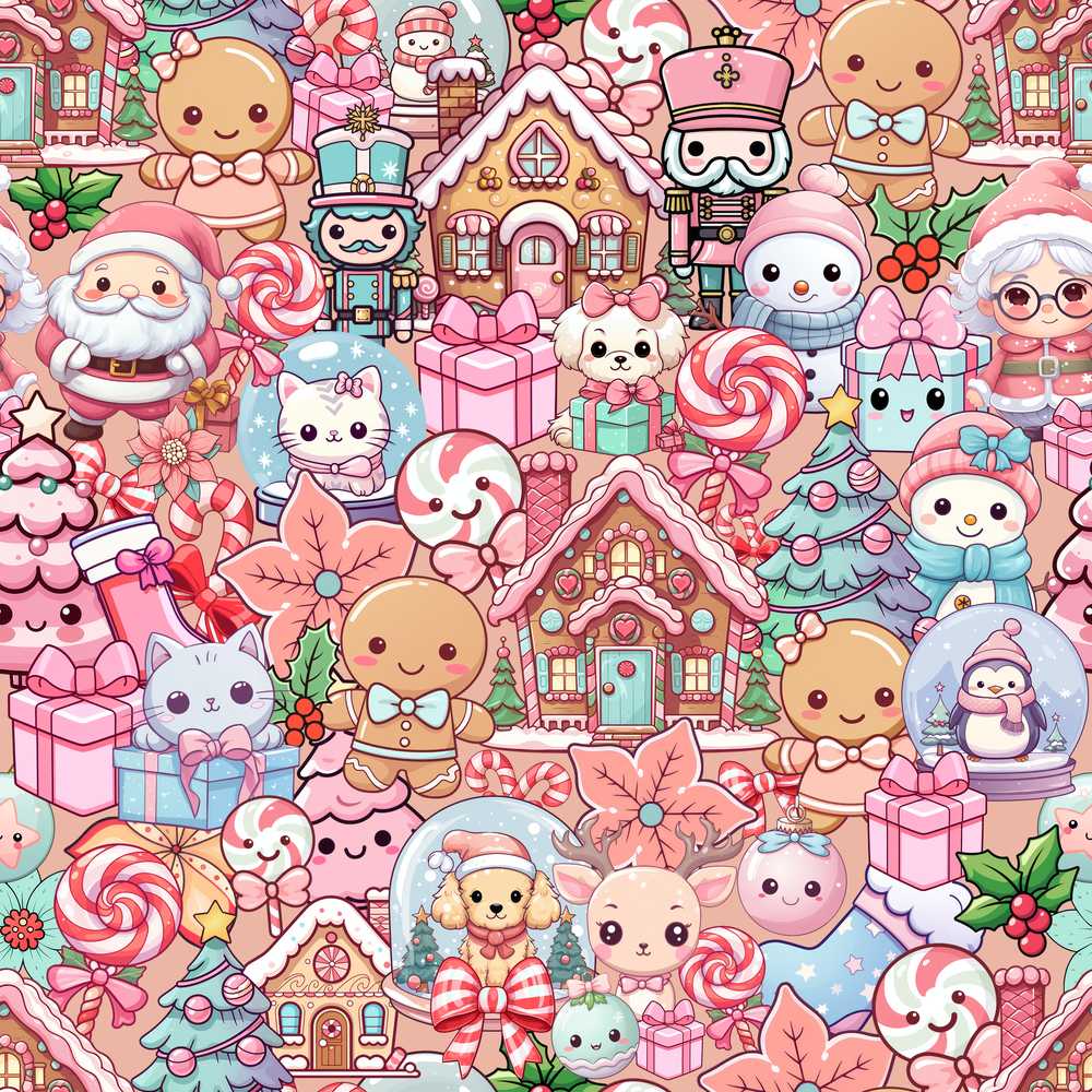 Cute Christmas Gingerbread Candy Warm Beige Festive Holiday