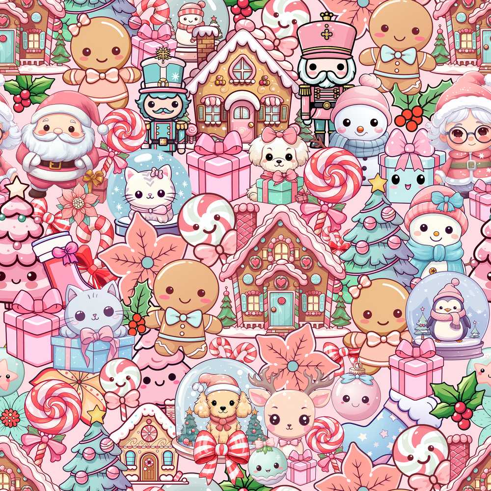 Cute Christmas Gingerbread Candy Soft Pink Background Festive