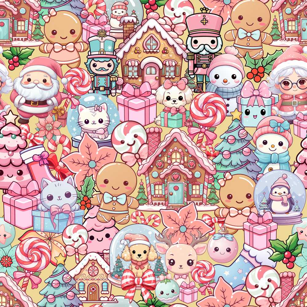 Cute Christmas Gingerbread Candy Warm Beige Background Festive