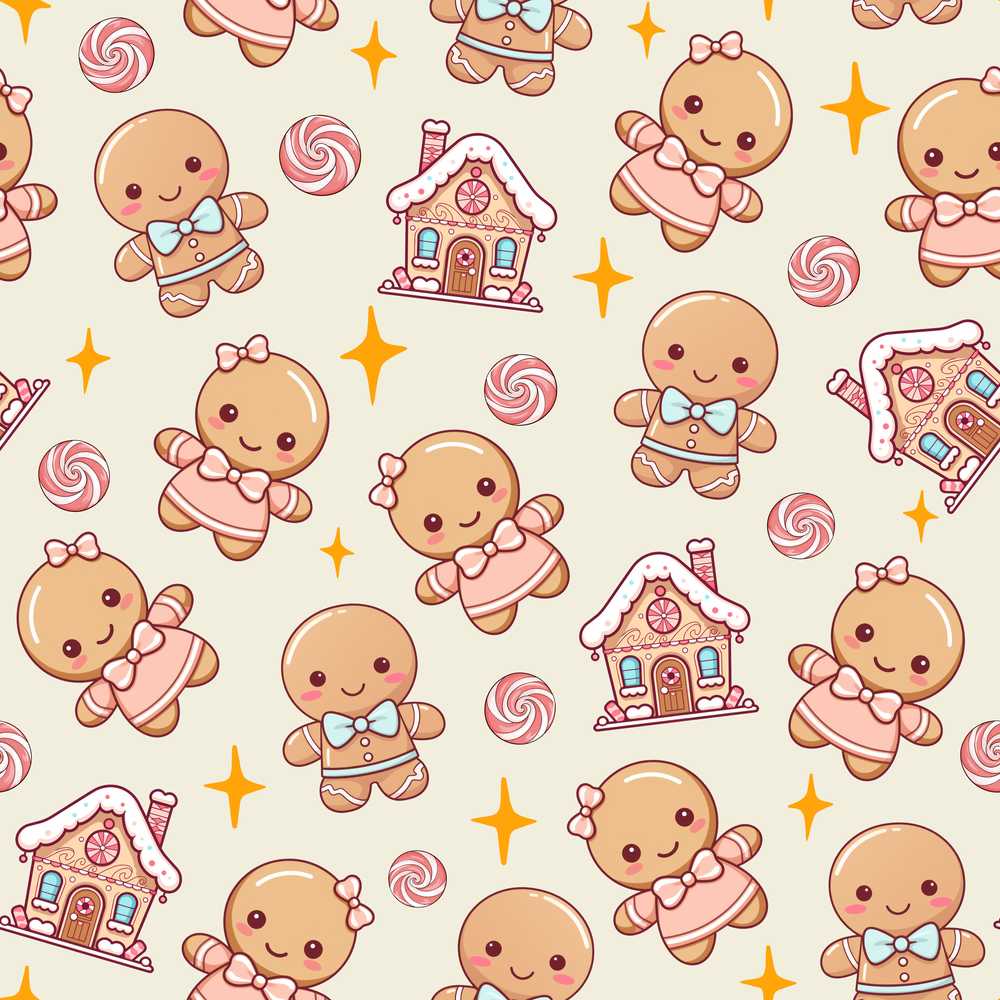 Cute Gingerbread Cookies Candy House Sweets Cream Background