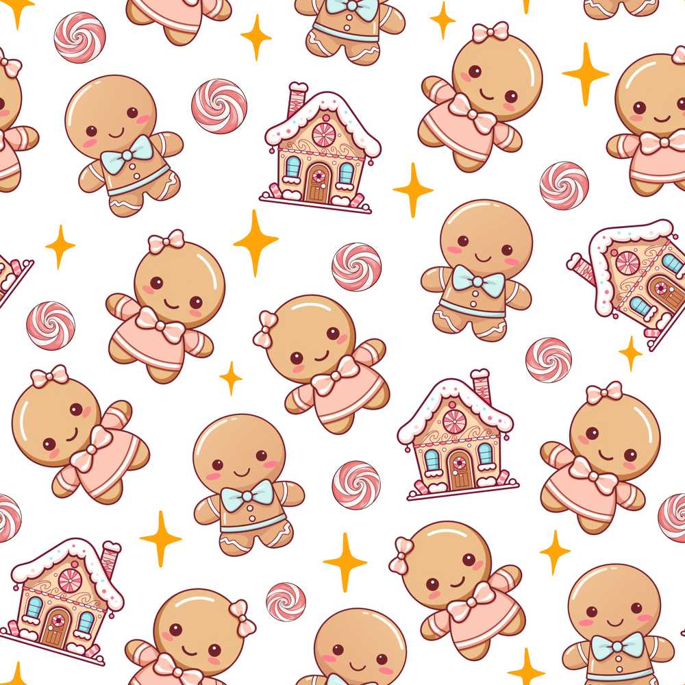 Cute Gingerbread Cookies Candy House Sweets White Background