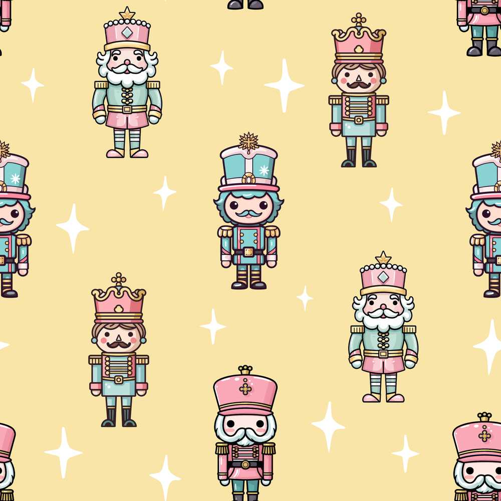 Pastel Nutcracker Soldiers Christmas Gold Background Festive Holiday