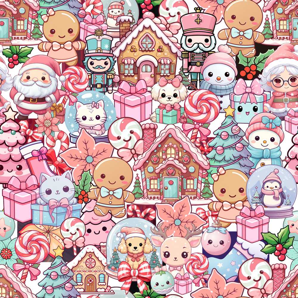 Cute Christmas Gingerbread Candy Santa Snowman Cute Characters