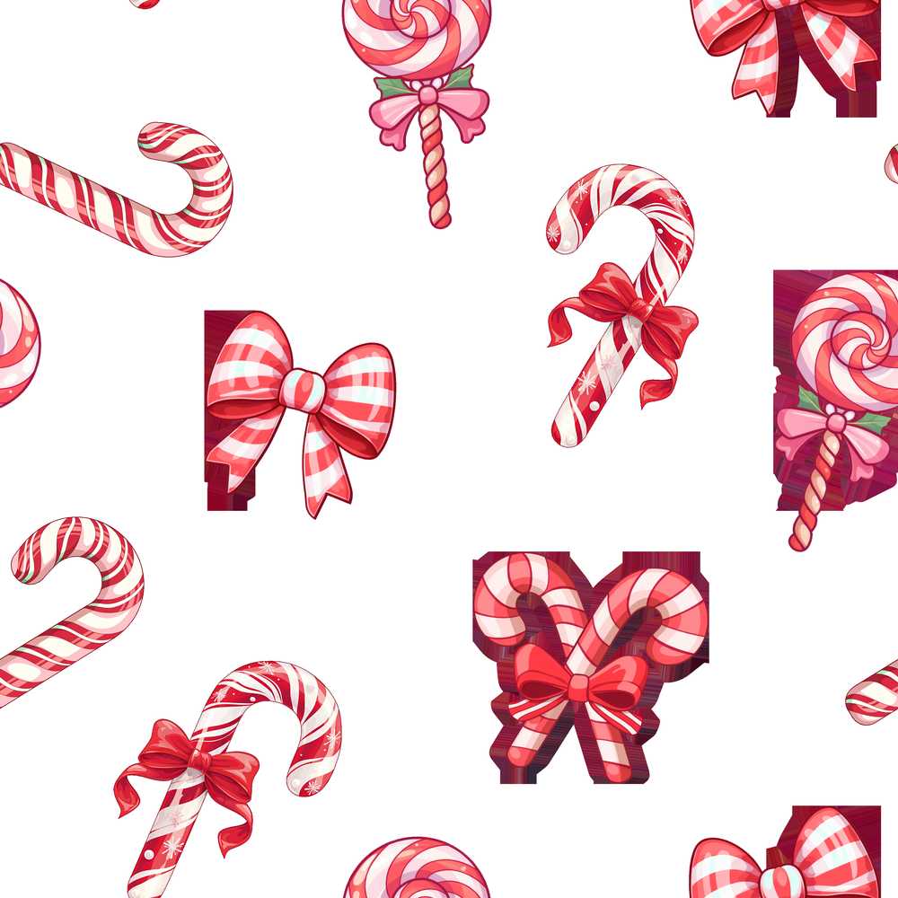 Cute Christmas Candy Cane and Ribbon Bow Sweet Treat