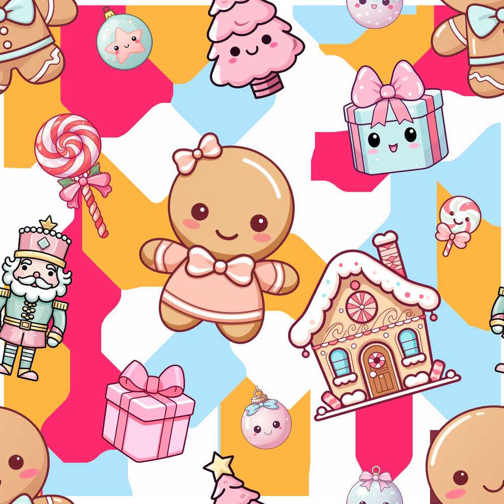 Cute Gingerbread Girl Candy House Lollipop Kawaii Christmas