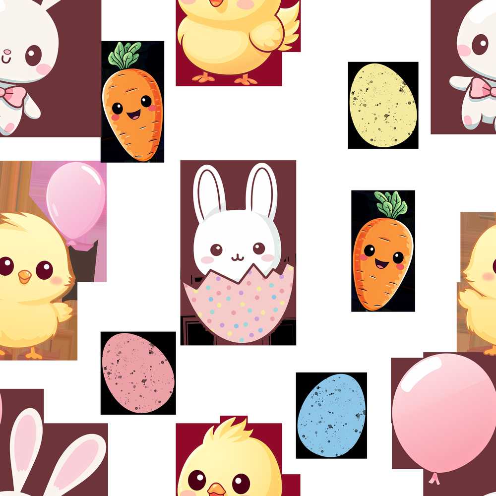Cute Easter Bunny Chick Carrot Egg Pastel Confetti